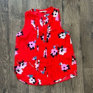 41 HAWTHORN Stitch Fix Women's S Small Red Floral Sleeveless Top Blouse Tank
